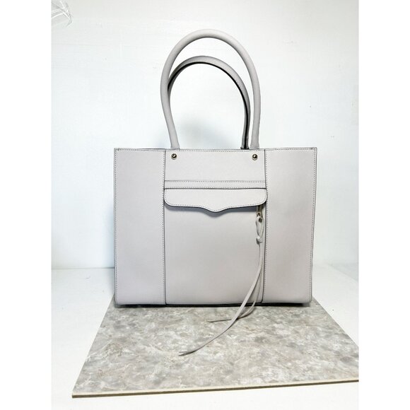 Rebecca Minkoff Saffiano Textured Leather Large "MAB" Tote in Lt Gray - Picture 2 of 13